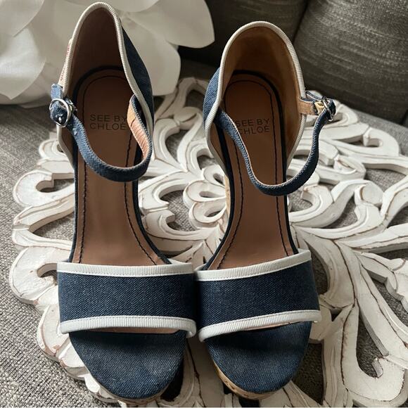 See by Chloe Platform Wedge Sandals Shoes Women’s 37 US 7 - Picture 14 of 14